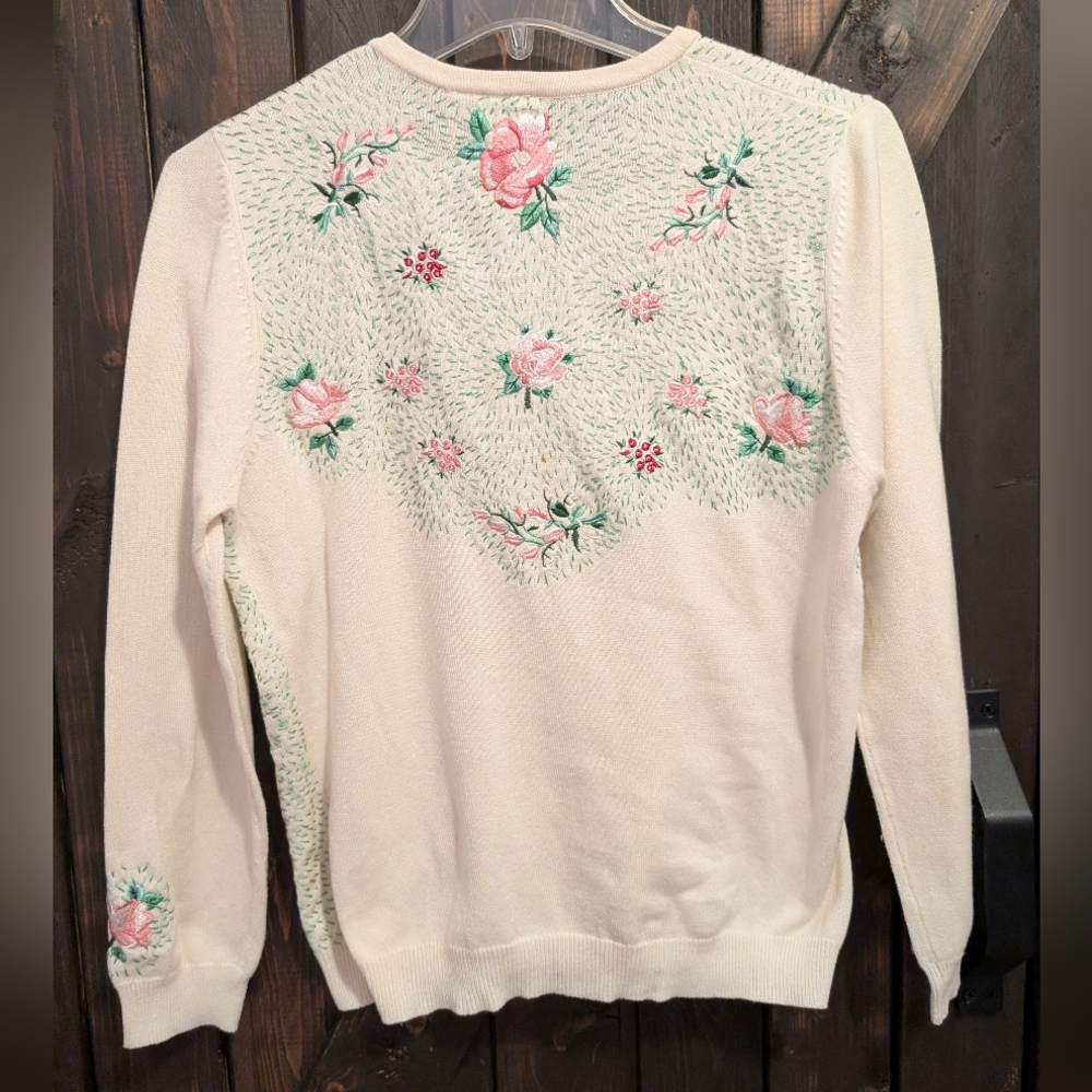 MOTH Anthropology Floral Embroidered Women's Sweater, L - Picture 4 of 9